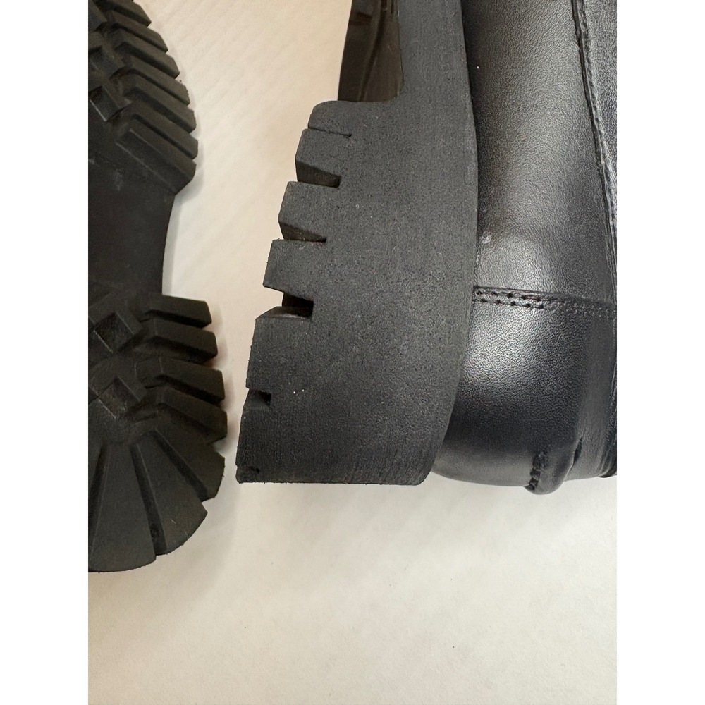 Steve Madden Lawrence Black Leather Chunky Platform Loafers Y2K Academia Sz 5 - Picture 9 of 10